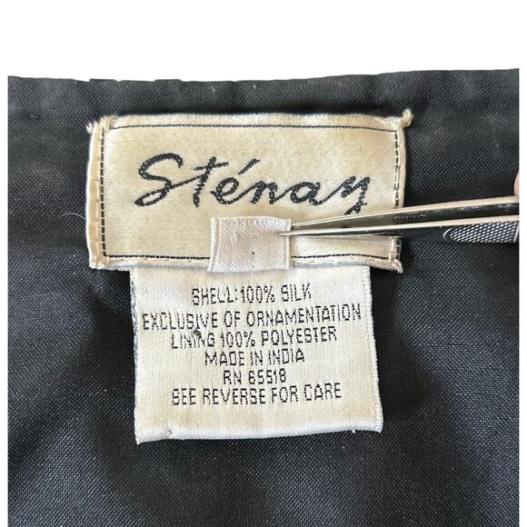 Vintage Stenay Size Medium 100%‎ Silk Fully Beaded Floral Evening Blazer Jacket - Picture 6 of 9